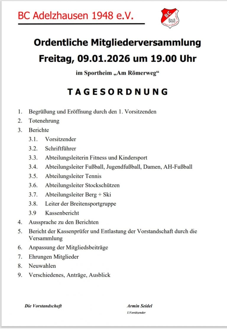 Einladung zur JHV